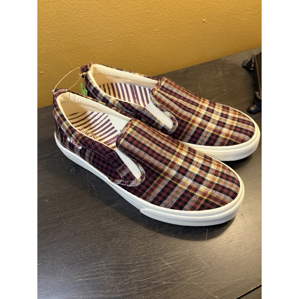 Taos Womens Rubber Soul Plaid Canvas Casual Slip On Sneakers Shoes Size 8.5 NEW